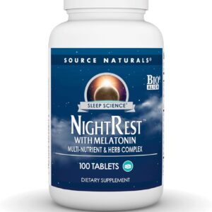 Source Naturals Sleep Science NightRest with Melatonin – BioAligned MultiNutrient & Herb Complex, for Rest & Relaxation Support* – 100 Tablets