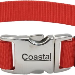 Coastal Pet Adjustable Dog Collar with Metal Buckle – Comfortable Fade-Resistant Dog Collar with Snap Lock – Perfect for Walking & Tie Outs – Red – 3/4″ x 14″ – 20″