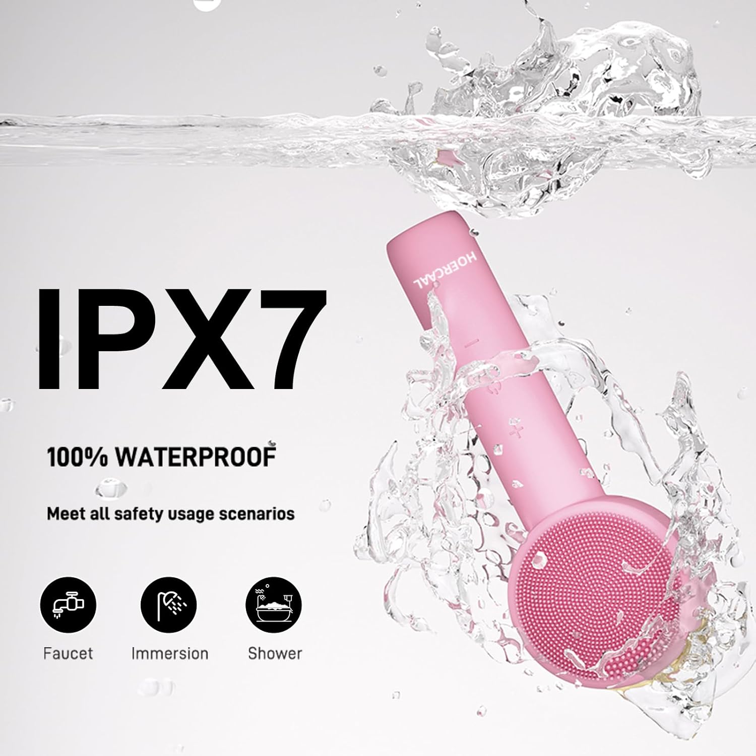 Facial Cleansing Brush Electric – Rechargeable Silicone Face Scrubber, Waterproof Vibrating Cleaner with 5 Adjustable Intensities for Deep Cleansing and Exfoliation (Pink) - Image 2