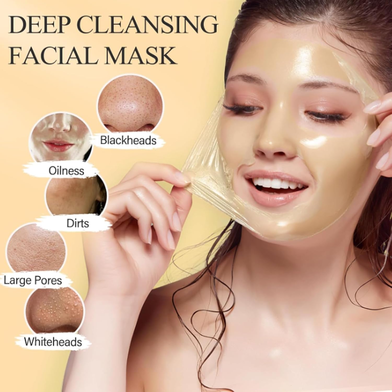 Vitamin C Peel Off Face Mask, Turmeric Moisturizing Mask, Deep Cleansing Face Peel Mask,Face Mask for Pores, Dirts, Oil, 2 Packs - Image 3