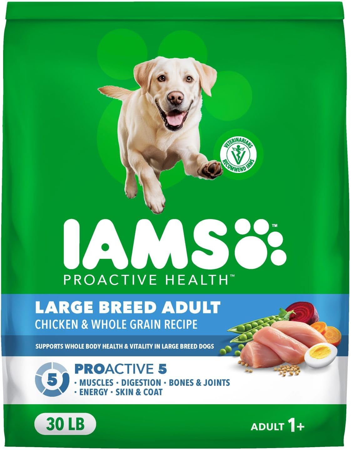 IAMS Proactive Health Large Breed Dry Dog Food, Adult Dry Dog Food for Large Breeds, Chicken, 30 lb. Bag