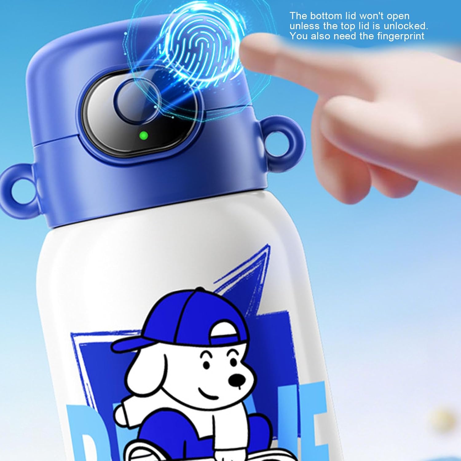 Smart Fingerprint Kids Water Bottle, 550ml Insulated Stainless Steel Vacuum Cup with Fingerprint Lock and USB C Charging, for Children School Outdoor Travel - Image 4