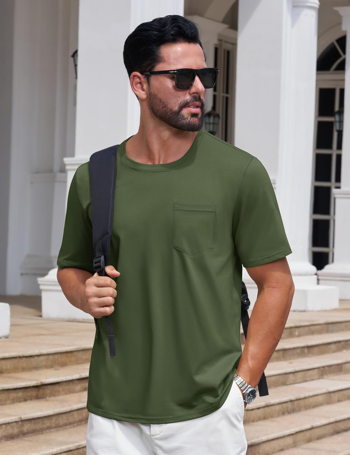 Cotrasen Mens T-Shirts Cotton Short Sleeve Pocket Tee Shirt Casual Crew Neck Moisture Wicking Soft Basic T Shirts - Image 3