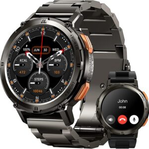 AMAZTIM Smart Watches for Men, 60 Days Extra-Long Battery, 50M Waterproof, Military Bluetooth Call(Answer/Dial Calls) 1.43″ AMOLED Fitness Health Watch, AI Voice Assistant