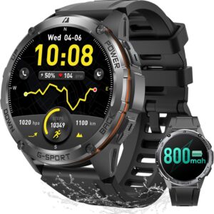 GPS Military Smart Watches for Men – Military Grade, 6-Satellite Positioning, 800mAh 30-Day Battery, 5ATM Waterproof Rugged Fitness Watch for Outdoor Tactical Use 1.43″ AMOLED Rugged Fitness Watch