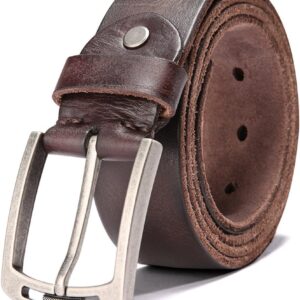 KEECOW Men’s 100% Italian Cow Leather Belt Men With Anti-Scratch Buckle,Packed in a Box