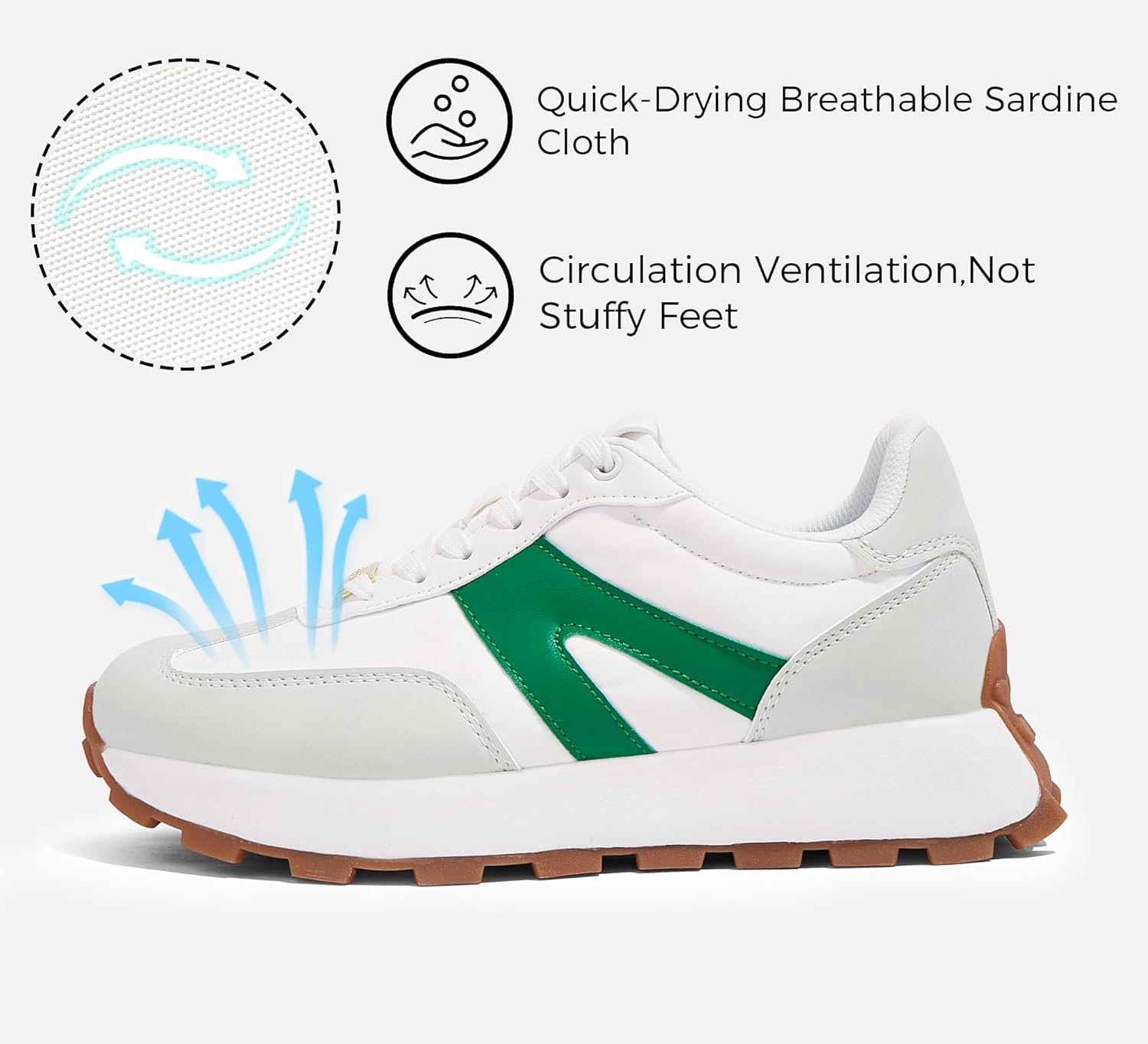 LUCKY STEP Women's Platform Fashion Sneakers Retro Classic Trainers Casual Lace-up Stylish Tennis Running Walking Shoes - Image 4