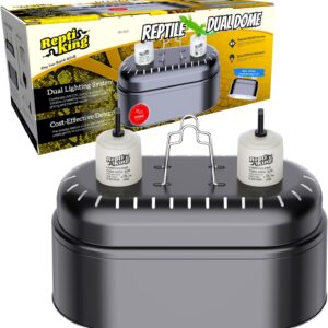 Reptile Dual Light Fixture, Double Deep Dome for Reptile Light/Heat Lamp/UVB Light, Snap-on Lamp Fixture Holder for Beared Dragon/Snake/Turtle/Lizard Tank Accessories