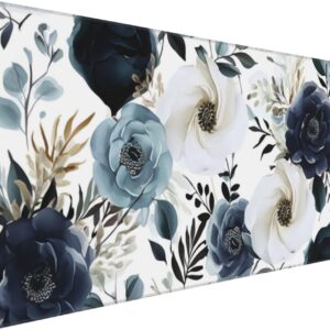 35.4 x 15.7 in, XXL Large Mouse Pad for Desk, Extended Keyboard Mouse Mat for Computer Office, Big Laptop Mouse pad, Gaming Pc-Boho Navy Blue Peony Florals