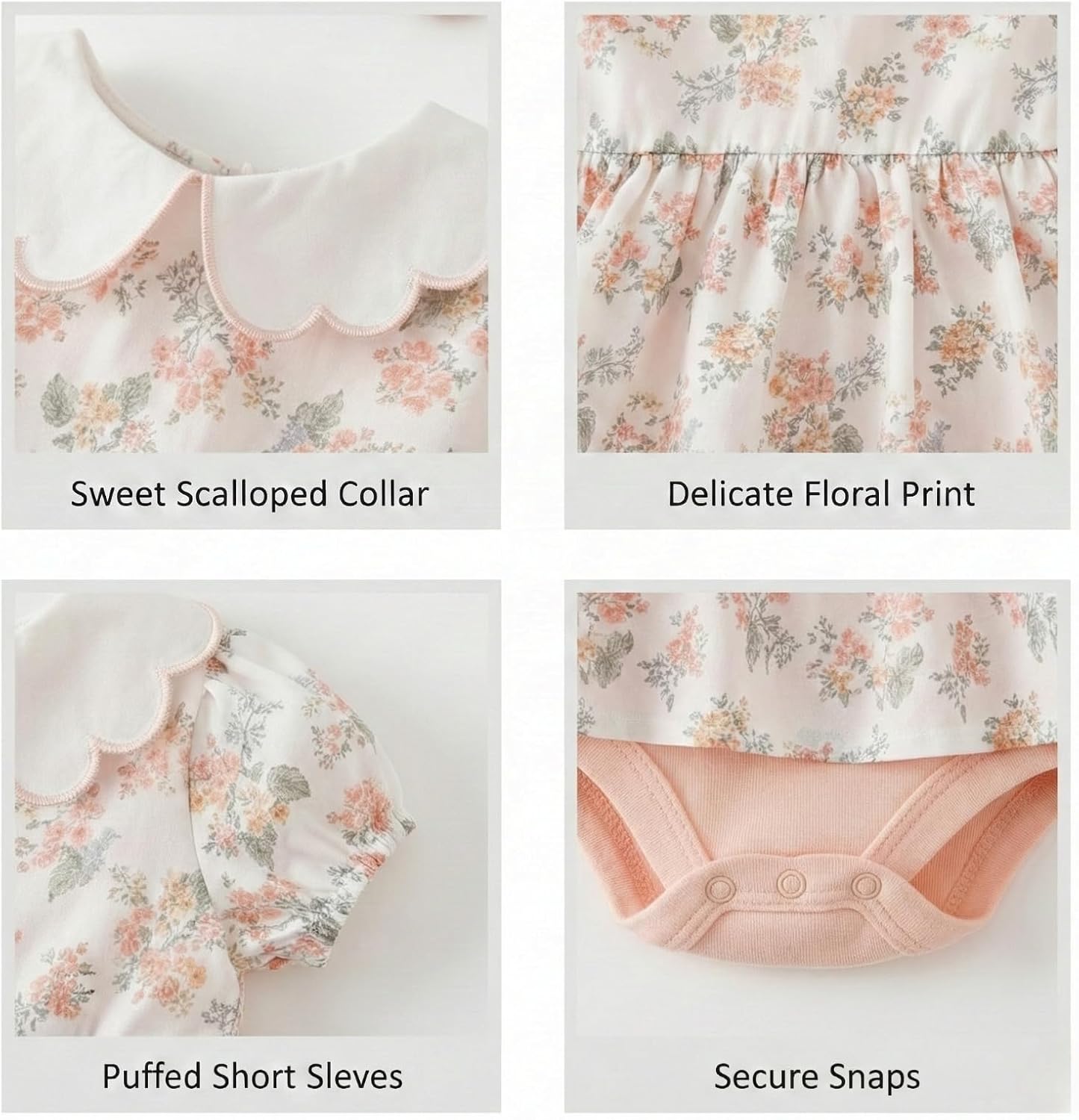 Baby Girl Bodysuit Dress Baby Girl Summer Outfits Dress Romper Floral Bloomer Shorts Socks and Headband - Image 5