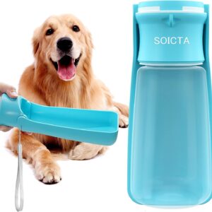 SOICTA Portable Dog Small Animals Water Bottle for Walking 19 OZ or 12 OZ Pet Water Bottles for Puppy Medium Large Dogs Little Animals Water Dispenser Dog Small Animals Water Bowl
