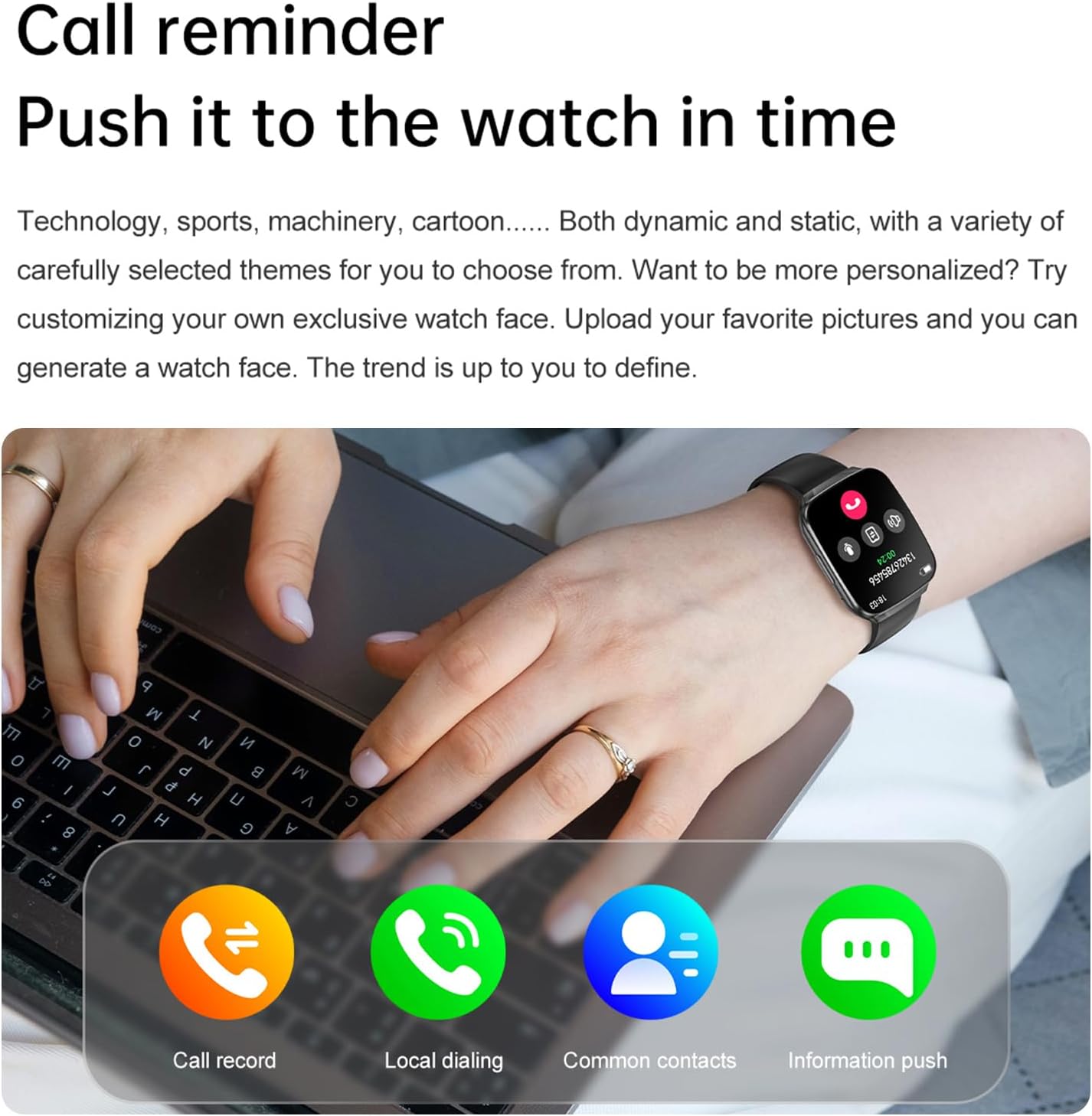 Smart Watch for Men Women, 1.83" HD Touchscreen Fitness Trackers with Bluetooth Call/Messages, Smartwatches with 120+ Sports Modes, 24/7 Heart Rate/Sleep Monitor for iPhone Android - Image 4