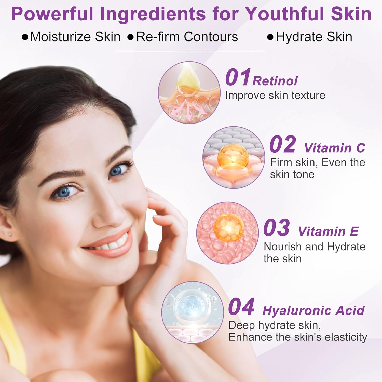 Skin Care Set,6 Pcs Anti-aging Skincare w/Korean Retinol,Hydrate, Moisturize Self Care Facial Skin Care Routine Kit Women Teen Girls Travel Skincare Gift Set,Valentines Birthday Gift for Women Her Mom - Image 3