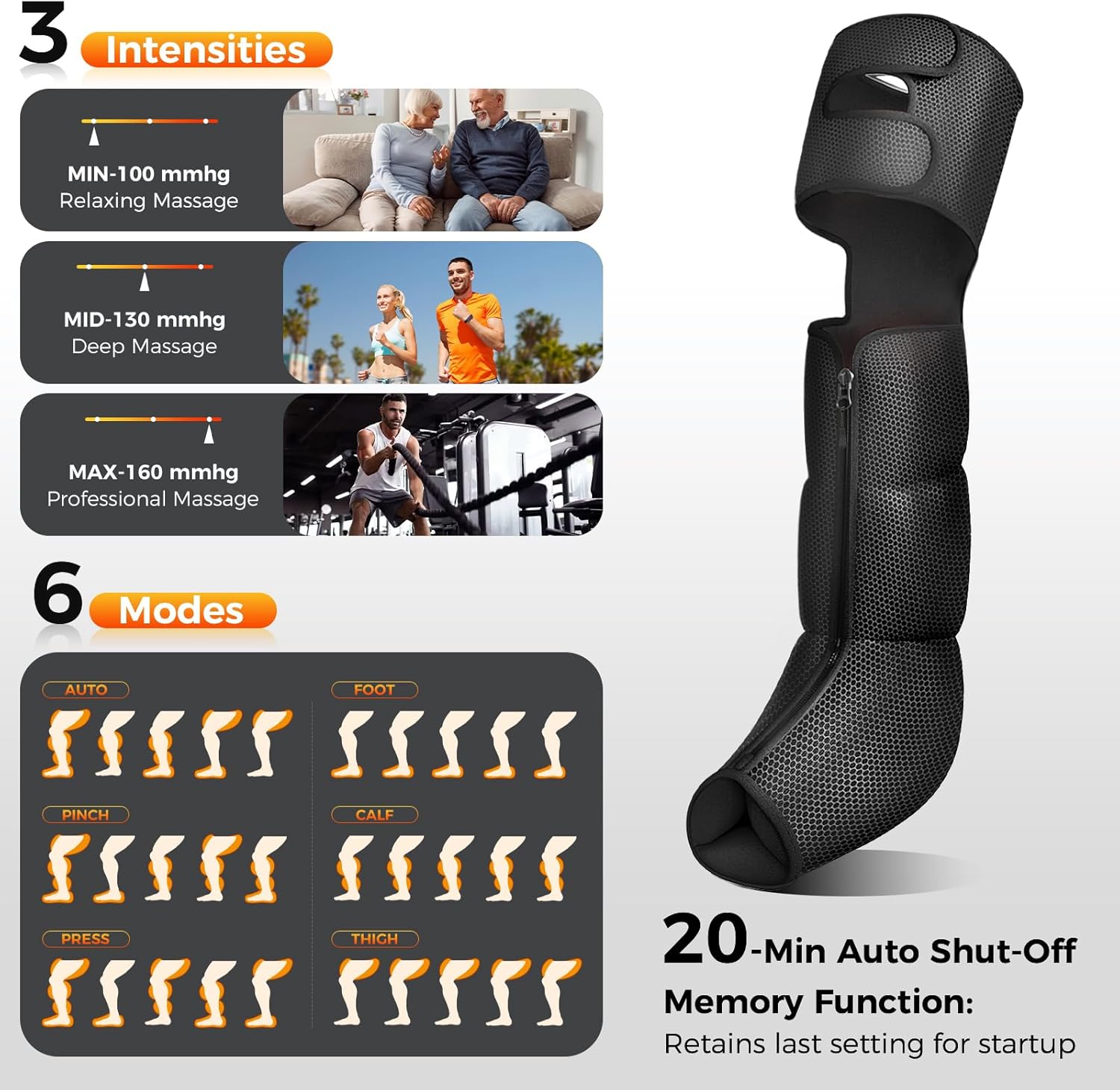 Nekteck Leg Compression Massager with Heat Leg Massager for Circulation and Pain Relief, Air Compression Boot Massage Tool with 2 Heats 6 Modes, Relaxation Gifts for Men Women Dad Father's Day - Image 2