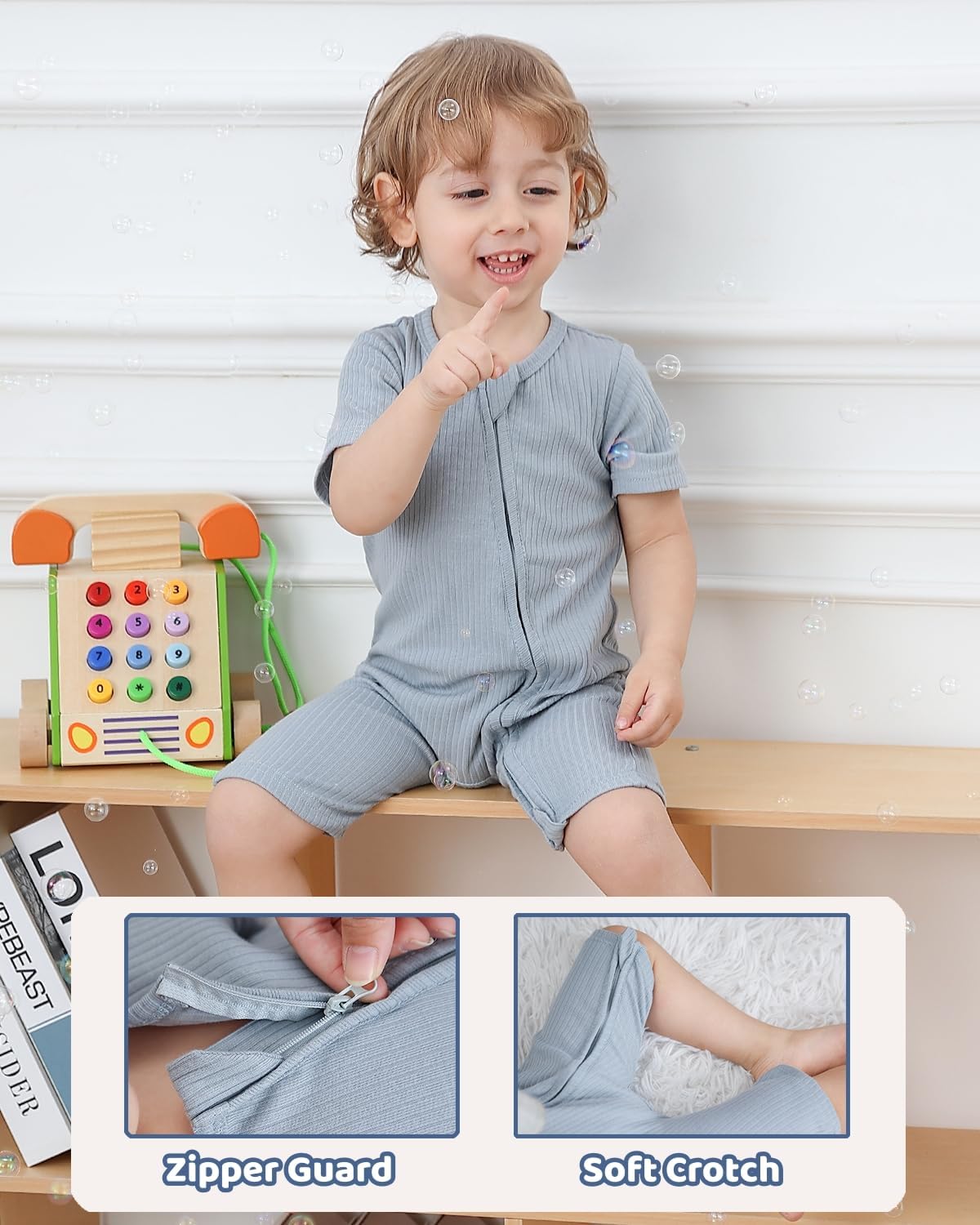 Bafeicao Baby Boy Girl 3 Pack Short Sleeve Rompers Ribbed Cotton 2 Way Zipper Solid Romper One Piece Jumpsuits Clothes - Image 4