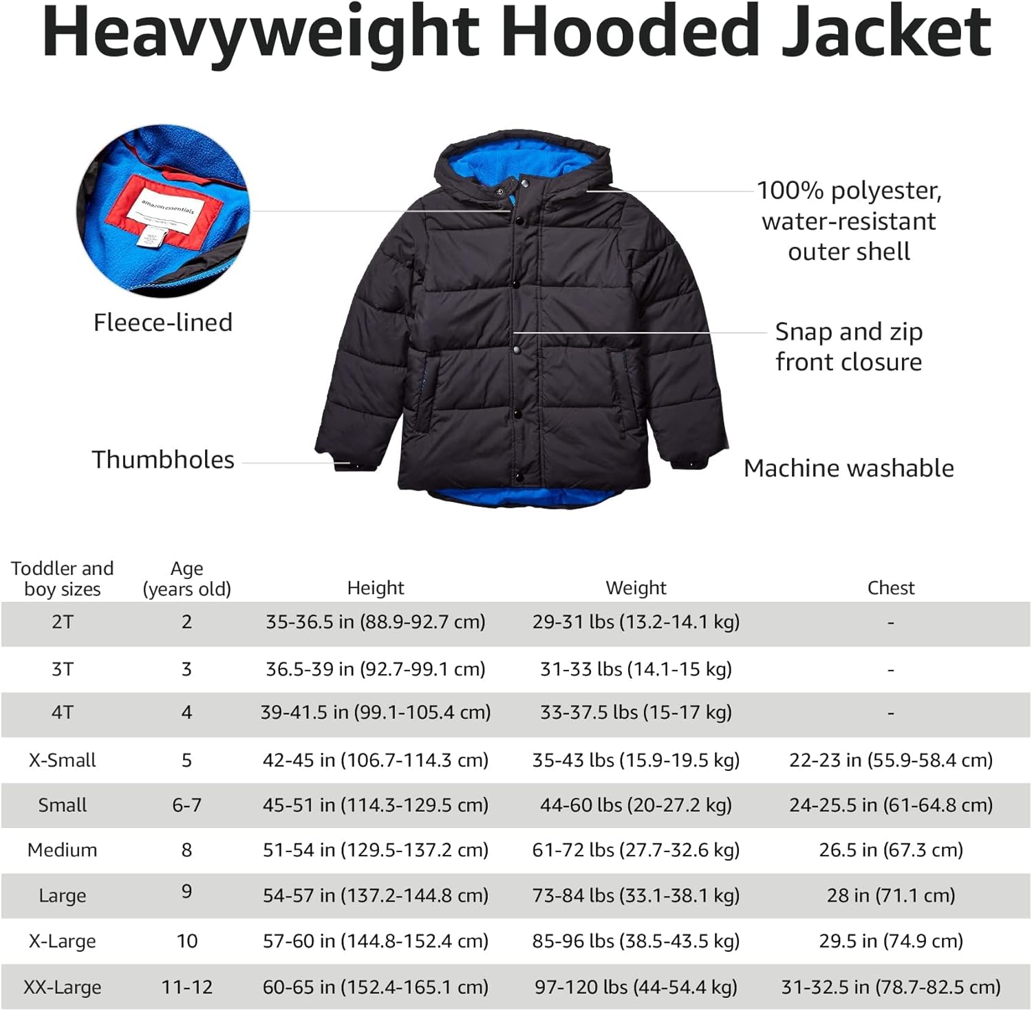 Amazon Essentials Babies, Toddlers, and Boys' Heavyweight Hooded Puffer Jacket - Image 6