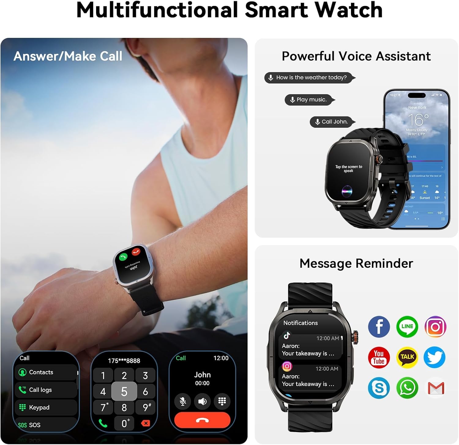 KOSPET Magic P10 Smart Watch with GPS & Compass, Stainless Steel Body, 50-Day Battery, 1.96" AMOLED, 5ATM Waterproof, Compatible for Android & iOS - Image 7