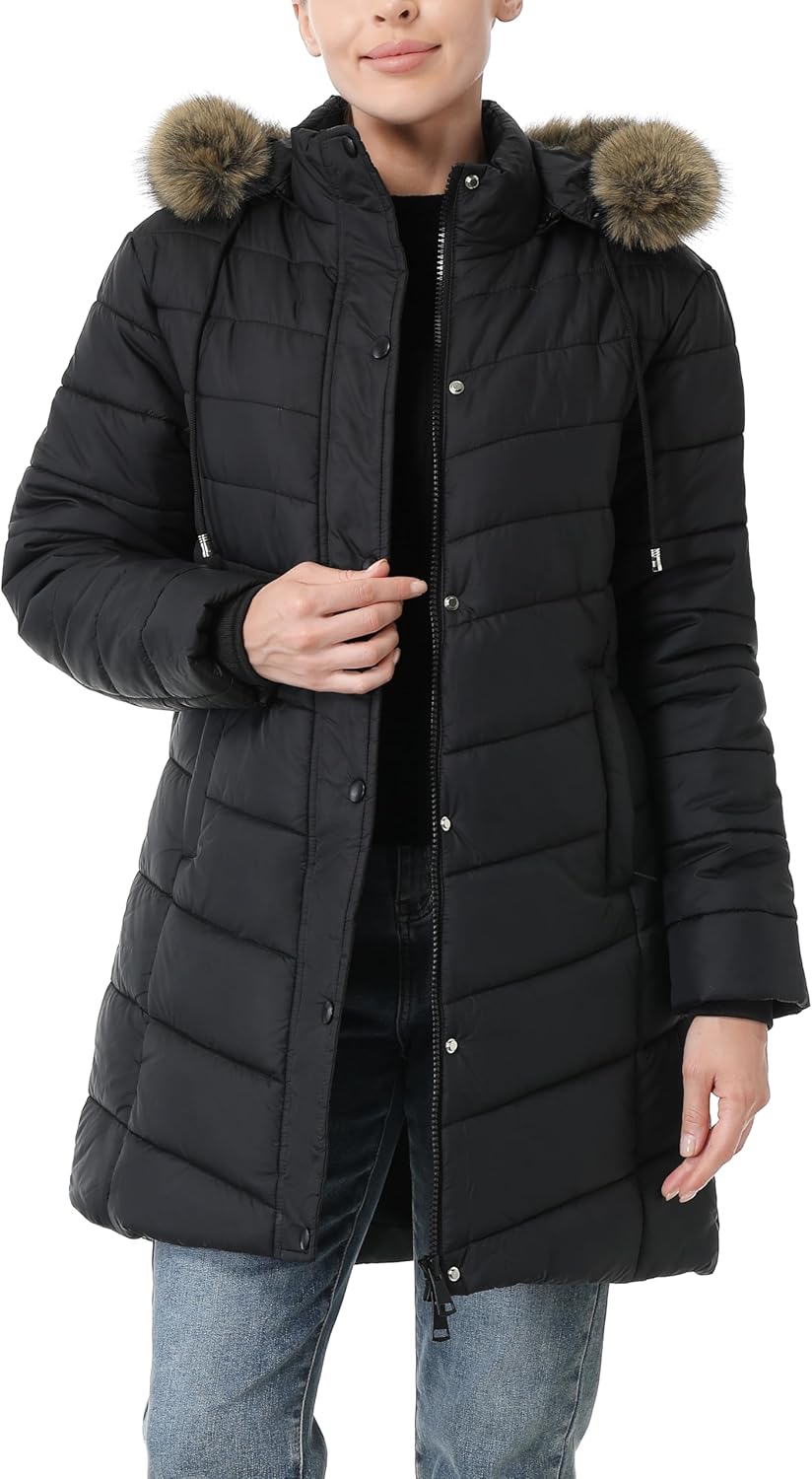 Women's Long Winter Puffer Coat Warm Thicken Fleece Lined Down Jacket Waterproof Detachable Hooded Parka - Image 6