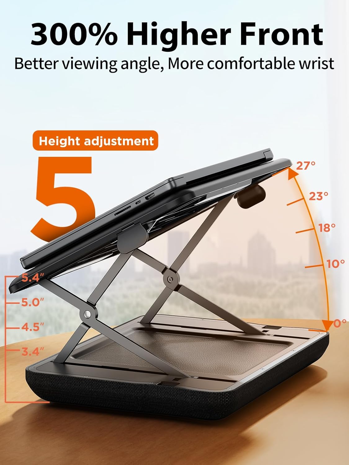 SAIJI Height & Tilt Adjustable Lap Desk, Portable Laptop Stand for Bed, Car, Couch and Recliner, Foldable Lap Desks - Up to 15.6 Inch Laptops - Image 3