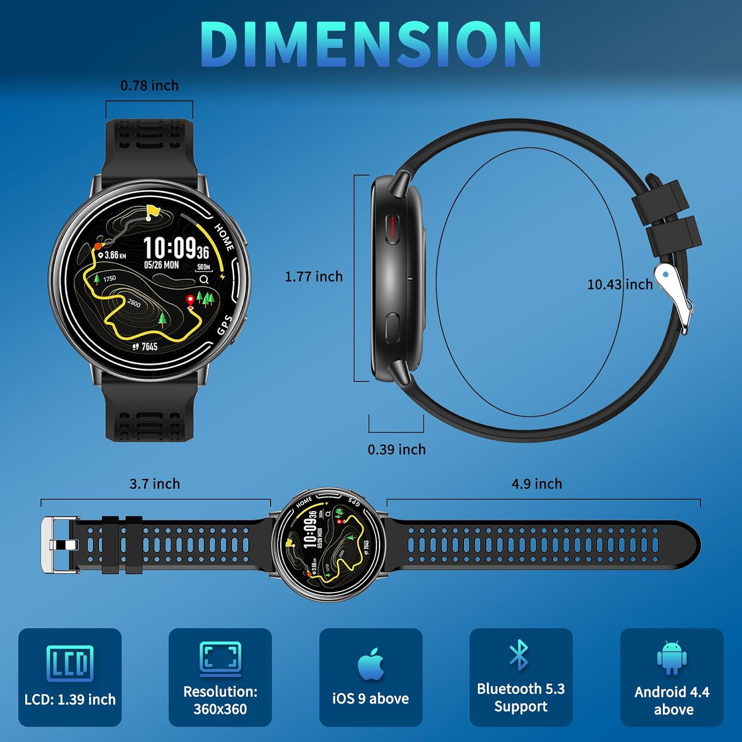 GPS Smart Watch for Men, 1.39" AMOLED Screen Smartwatches, GPS, AI, Bluetooth Call & Text, Health, 100+ Sport Modes Sleep 3ATM Waterproof Activity Fitness Tracker, Smartwatch for Android iPhone - Image 6