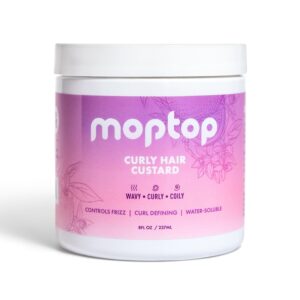 MopTop Curly Hair Gel Custard – Styling Gel for Moisturizing and Defining Soft Curls, Lightweight and Anti Frizz, Curly Hair Products for Waves, Coils & Kinks (Citrus Kumquat, 8oz)