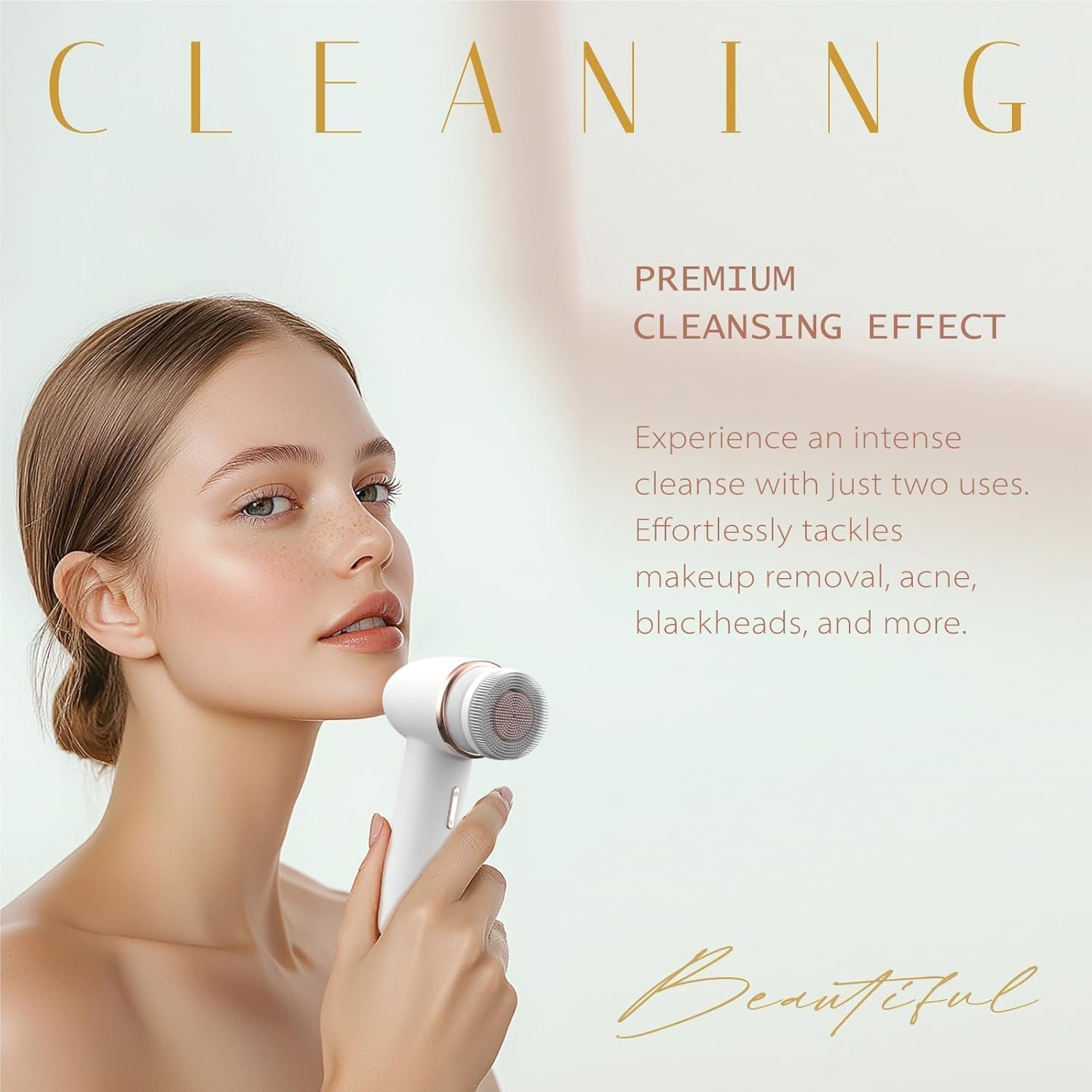 Electric Facial Cleansing Brush with Silicone and Bristle Brushheads,Gentle Electric Face Scrubber Exfoliator, Face Cleansing Brush, Face Wash Brush Machine, Rechargeable, Relief for Face Skin Issues - Image 7