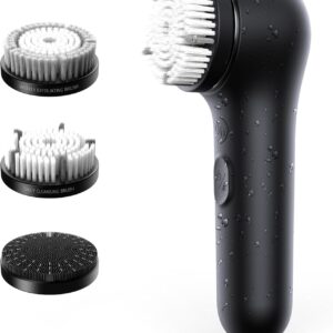 Premium Facial Cleansing Brush,Waterproof Face Scrubber,Spin & Sonic Modes with 3 Intensities,Magnetic 3-Head System for Deep Pore Cleaning, Gentle Exfoliation & Sensitive Skin Care – for Women & Men