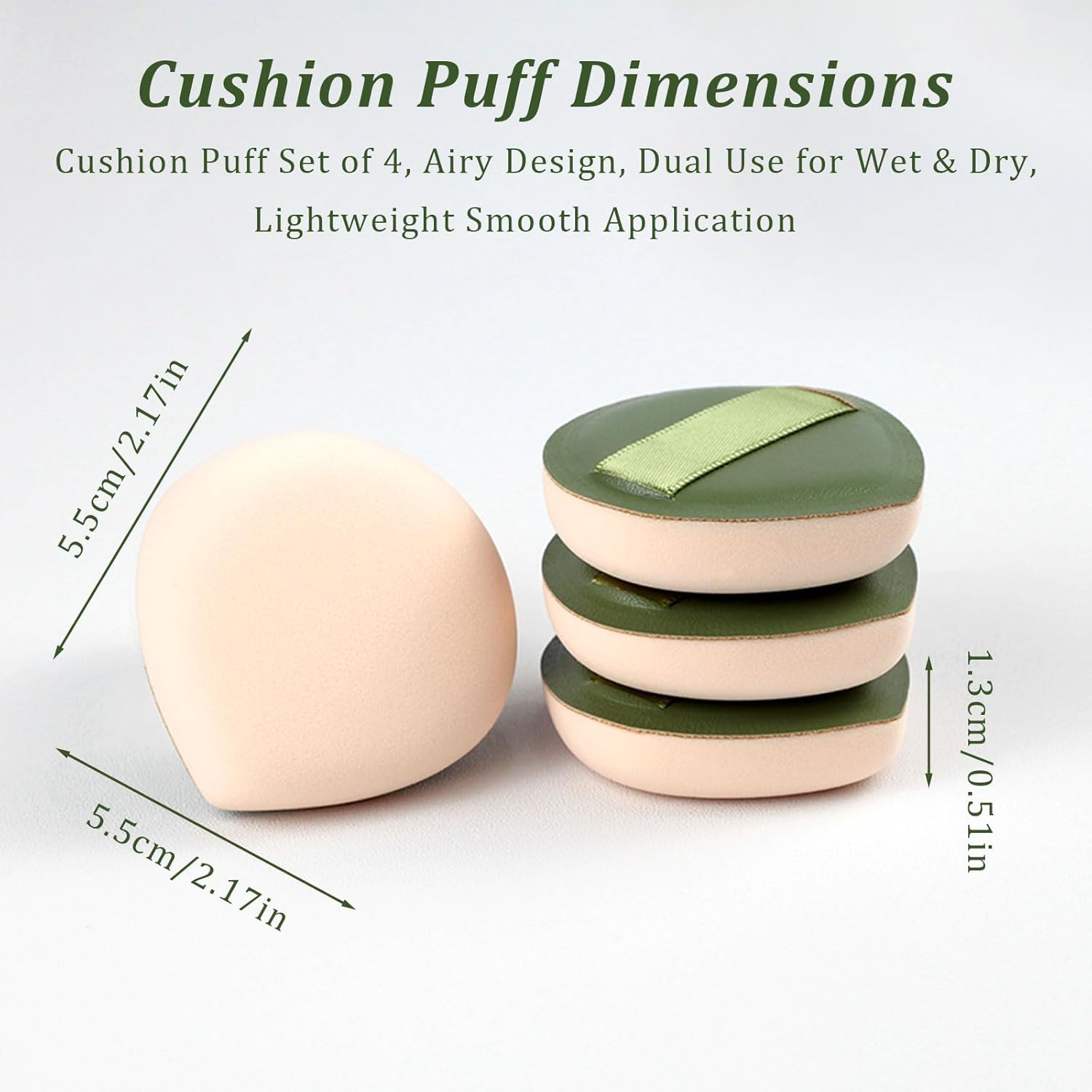 4-Pack Makeup Sponges – Latex-Free Blender Set for Foundation, Concealer & Powder, Soft, Reusable & Beginner-Friendly Beauty Tools (Green) - Image 2