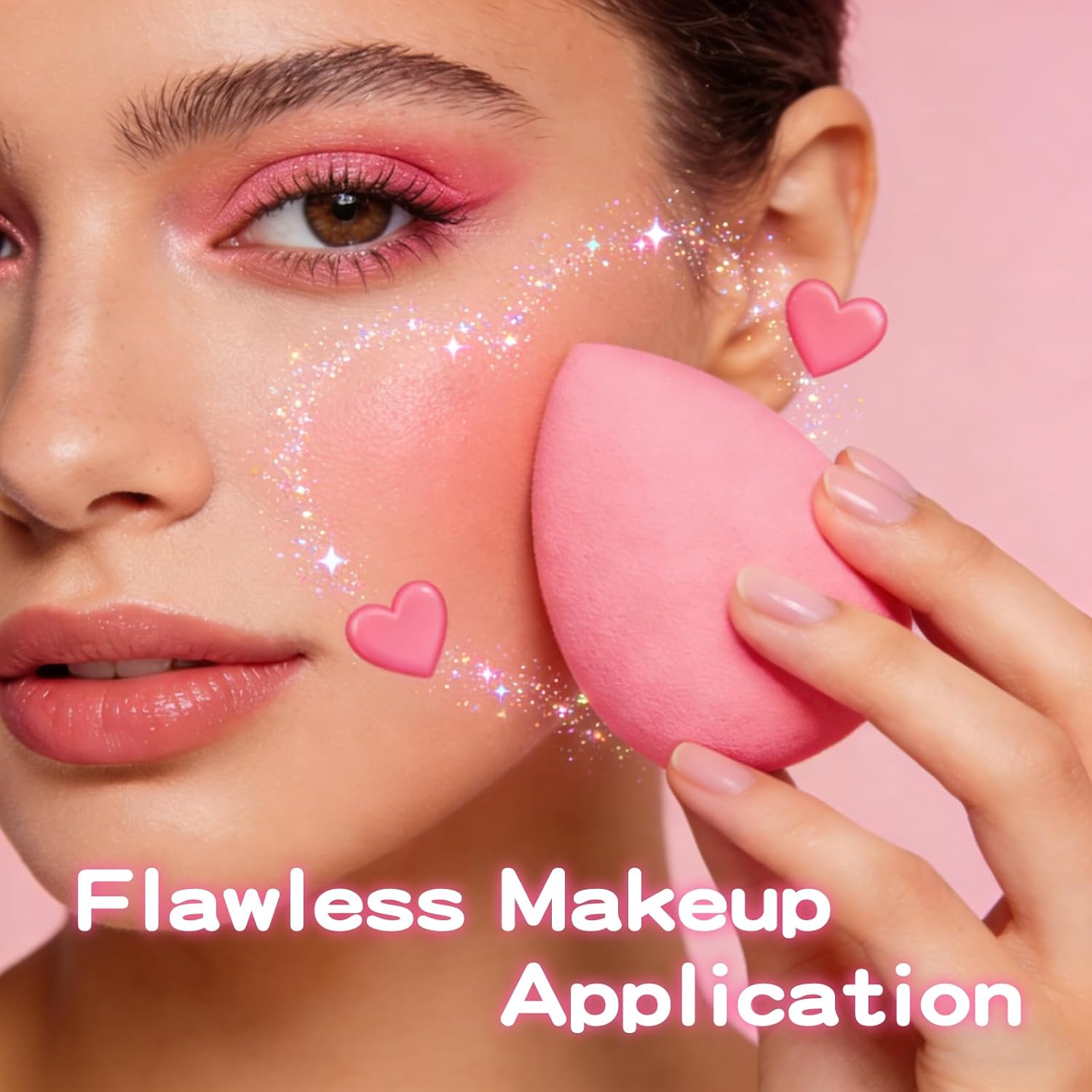 15pcs Pink Makeup Sponge Set, Non-Latex Wet & Dry Dual Use Foundation Sponge for Flawless Application, Reusable & Washable, Ultra Soft Powder Puff Blenders for Cream, Liquid & Powder Makeup - Image 2