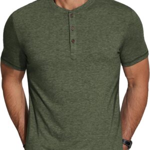 COOFANDY Men’s Henley Shirts Short Sleeve Casual Basic Tee Summer Button Henley Soild T Shirts