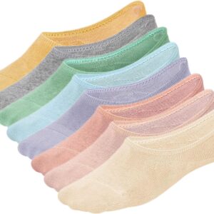 WHISPER DEER No Show Liner Socks Women – (Size 4-7/7-10/10-13) Low cut Invisible Cotton Sneaker Socks with Non Slip Grips