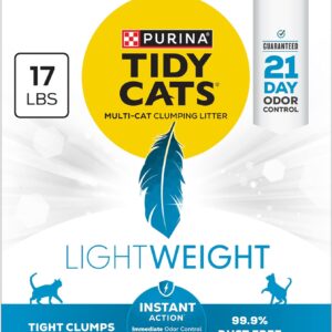 Purina Tidy Cats LightWeight Instant Action, Odor control, Multi-Cat, Clumping, 99.9 Percent Dust Free Cat Litter – 17 lb. Box