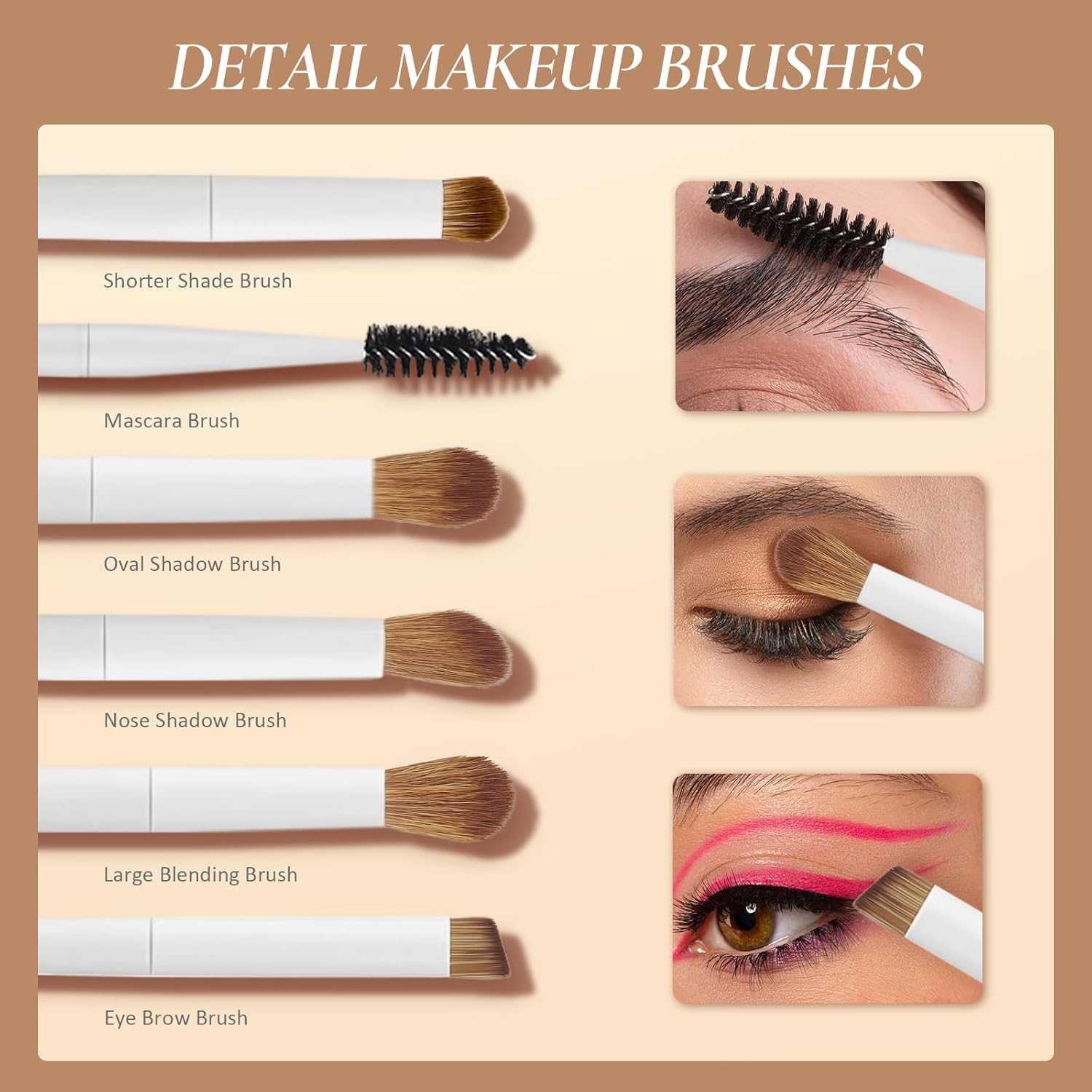 LUXBRU Makeup Brushes With Case 20PCs Professional Makeup Brush Set, Foundation Powder Eyeshadow Brush Set Eyebrow Concealer Contour Travel Brushes Kit with Holder & 2 Powder Puff-White - Image 4