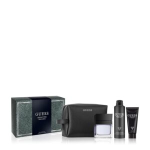 Guess Seductive Men / Homme Eau de Toilette 4 Piece Gift Set – Cologne Spray 3.4 Fl. Oz., Deodorizing Body Spray 6.0 Oz., Shower Gel 3.4 Fl. Oz., & Pouch