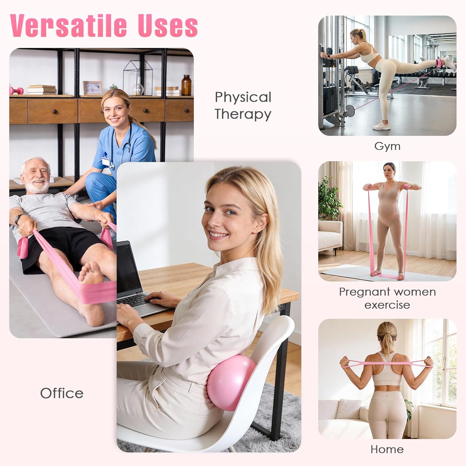 Pilates Kit, Pilates Equipment for Home Workouts, Home Pilates Essentials Kit for Women with Pilates Ring and Ball Set, Socks, Ankle Resistance Bands with Cuffs, Resistance Band and Massage Ball - Image 7