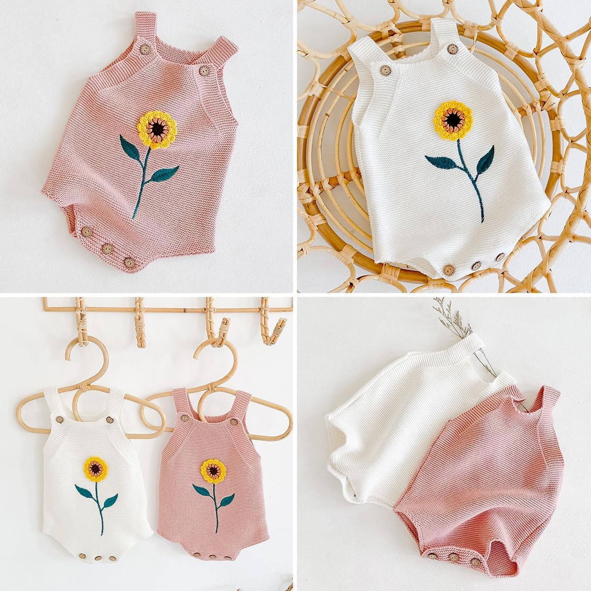 Simplee kids Baby Girls Sunflower Knit Rompers Knit Clothes for Newborn Baby Girls - Image 7
