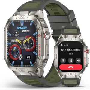 SOUYIE Smart Watch for Men with LED Flashlight, 2.02″ HD Display Rugged Outdoor Sport Smartwatch with Compass/Altimeter/Barometer, Waterproof Fitness Tracker, Heart Rate Sleep Monitor for iOS Android