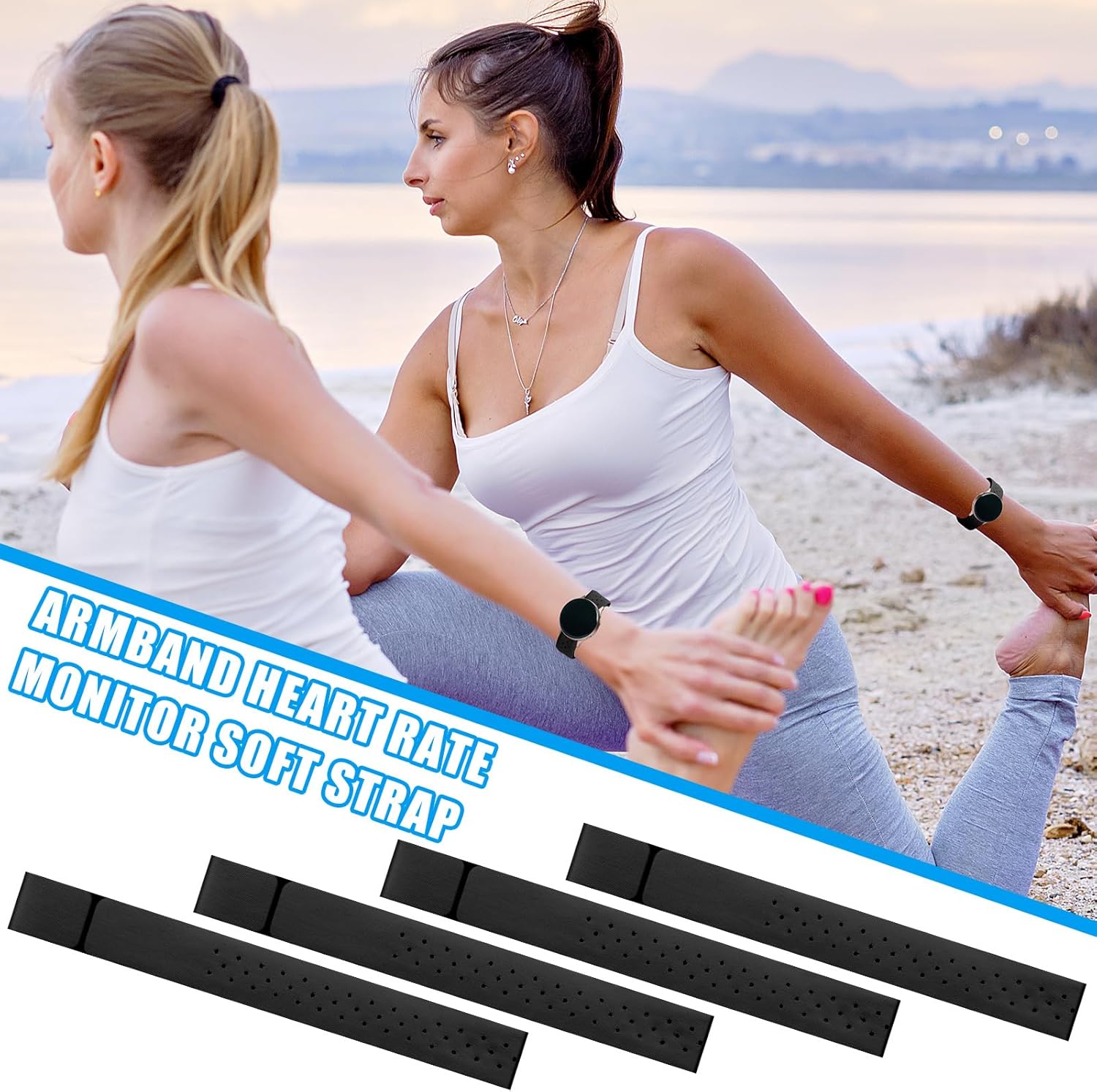 Oudain 4 Pcs Heart Rate Monitor Replacement Strap Band, Soft Heart Rate Monitor Armband Strap, Theory Fitness Adjustable(0.8 x 14.2 Inch,Black) - Image 6