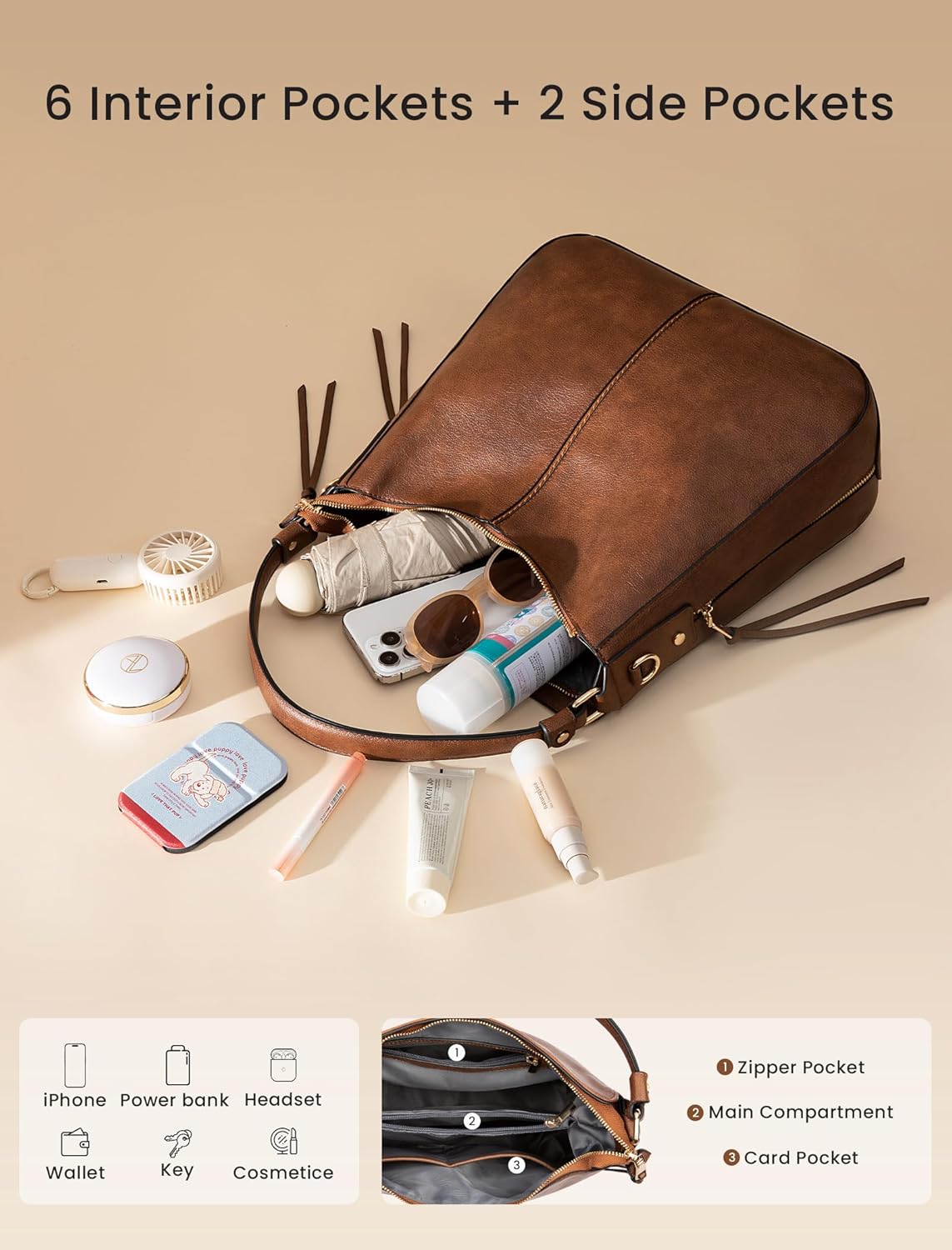 Realer Hobo Crossbody Bags for Women Designer Faux Leather Hobo Handbags Retro Large Size Shoulder Bag Bucket Purse - Image 4