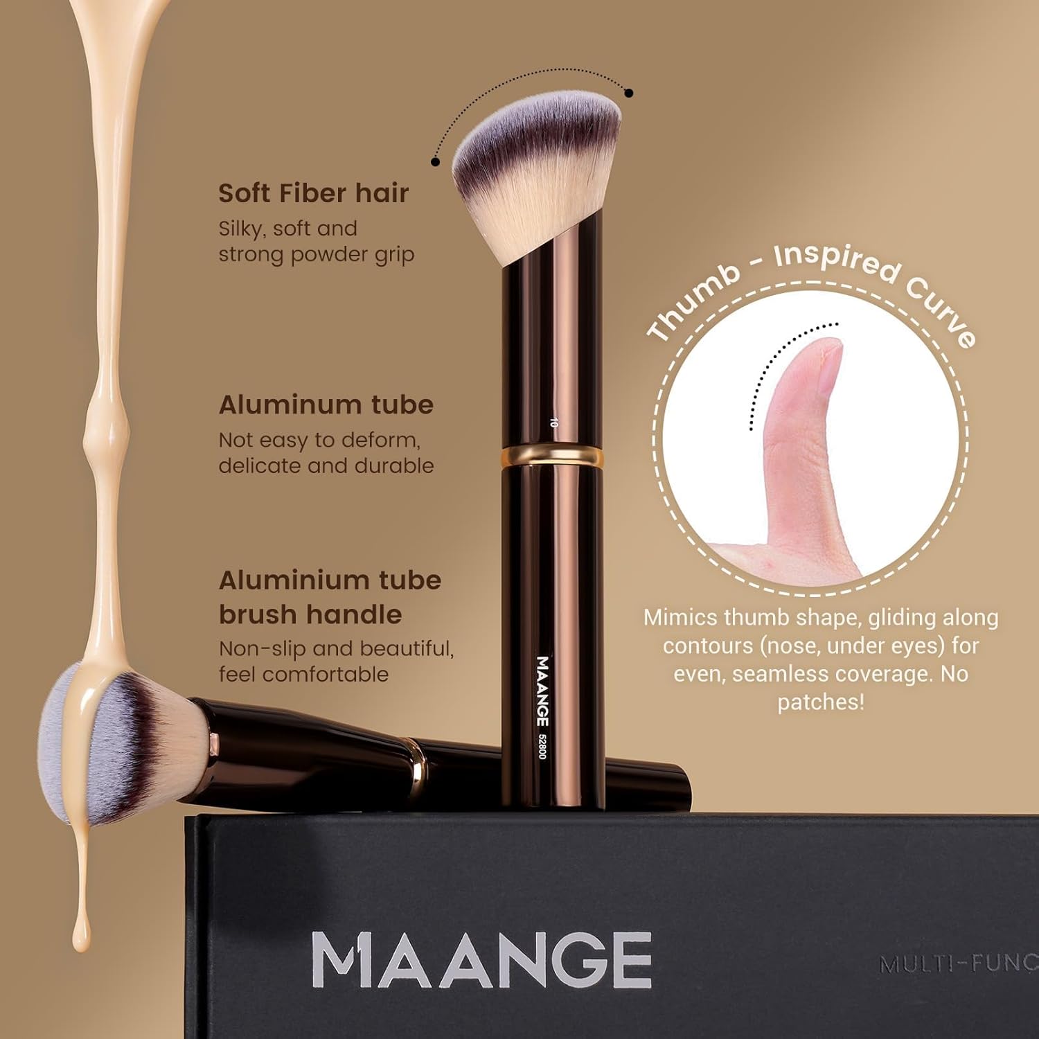 MAANGE Makeup Brushes 16Pcs Professional Foundation Powder Blush Contour Eyeshadows Double-End Makeup Brushes Set with Bag and Gift Box-CoffeeBrown - Image 6