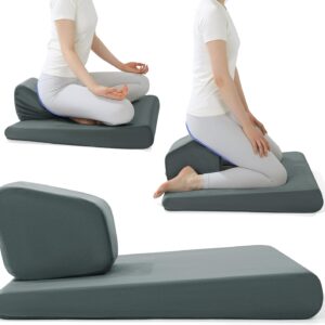 HOMBYS Adjustable Meditation Cushion Set, Thickened Foam Yoga Pillow for Floor Sitting with Hip & Knee Support, Ergonomic Wedge Floor Cushion for Meditation & Mindfulness