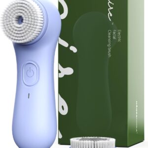 NågraCoola Electric Facial Cleansing Brush – Rechargeable Waterproof Face Scrubber for Women & Men, 2 Brush Heads for Deep Pore Cleansing & Gentle Exfoliation, 3 Speeds, Auto-Timer