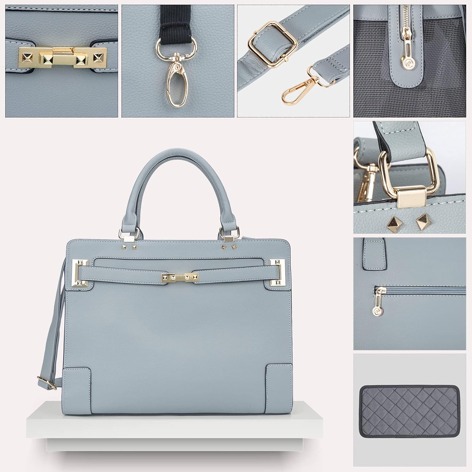 Fashion Pet Carrier Dog Cat Carrier Purse Soft-Sided Leather Handbag Pet Tote Bag for Small Dogs Puppy and Cats TSA Airline Approved (Grey) - Image 5
