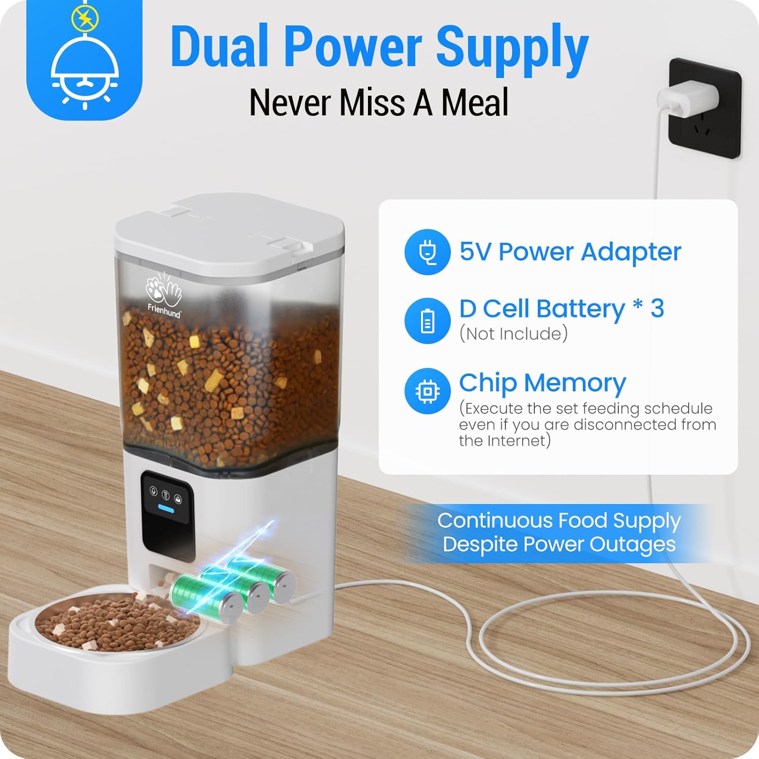 Frienhund Automatic Cat Feeder with 2K Camera: 5G WiFi Automatic Dog Feeder with Night Vision,Cat Food Dispenser with 7L Large Food Storage Container for Multiple Pet,Detachable for Easy Clean -29 Cup - Image 8