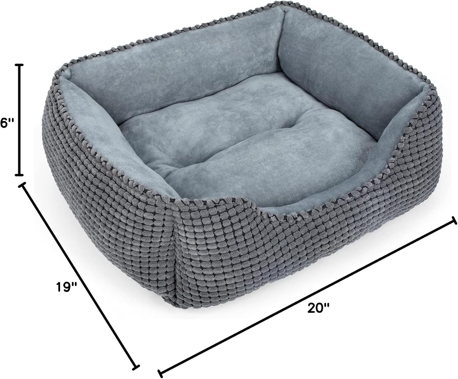 MIXJOY Dog Bed for Large Medium Small Dogs, Rectangle Washable Sleeping Puppy Bed, Soft Calming Cat Beds for Indoor Cats, Orthopedic Pet Sofa Bed, Anti-Slip Bottom with Multiple Size (20'', Grey) - Image 8