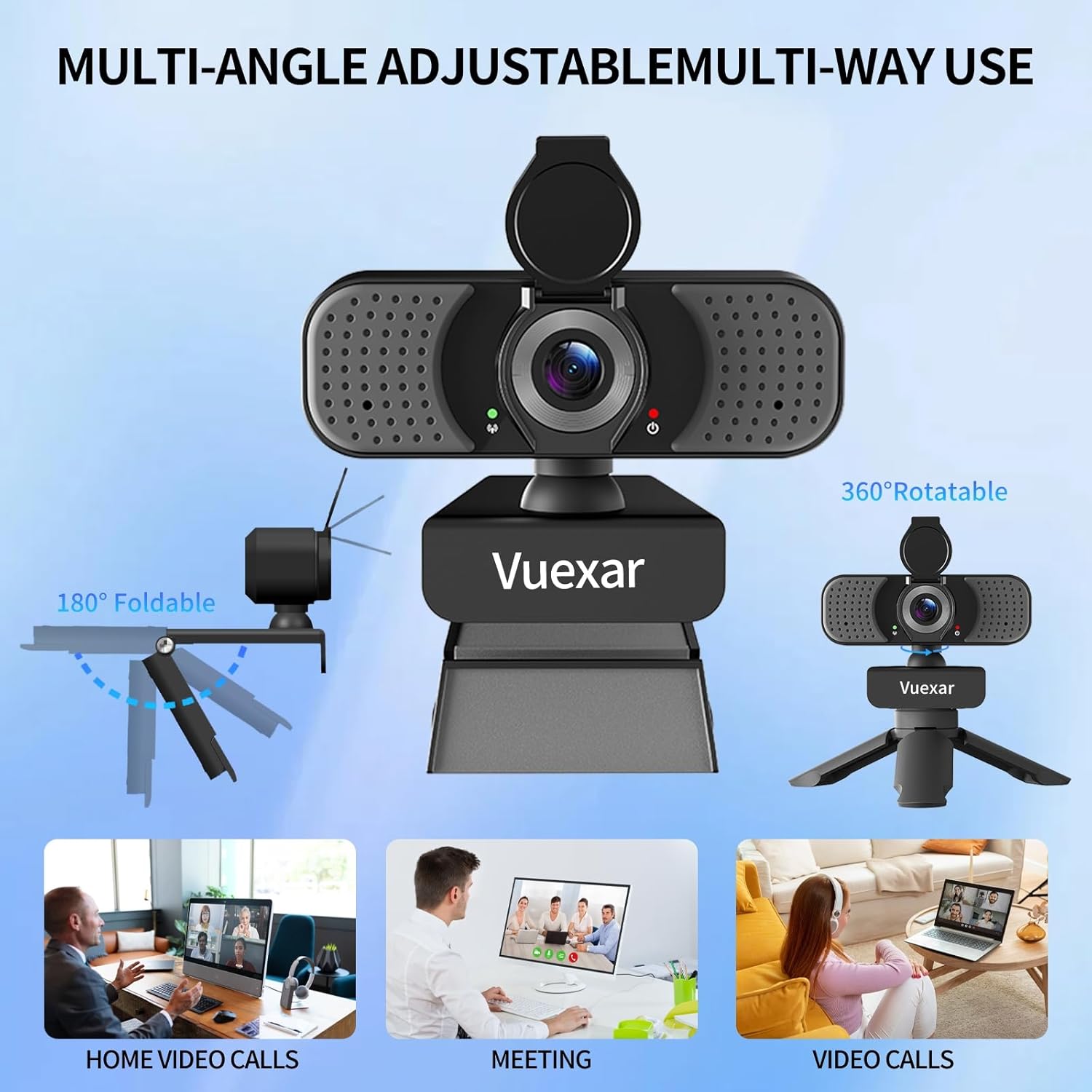 Full HD 1080P Webcam with Microphone, Noise-Canceling, Privacy Cover, Wide-Angle Lens, Auto Light Correction, Plug & Play USB Web Camera for Laptop, Desktop, PC, Mac, Zoom, Skype – Pro Series - Image 7