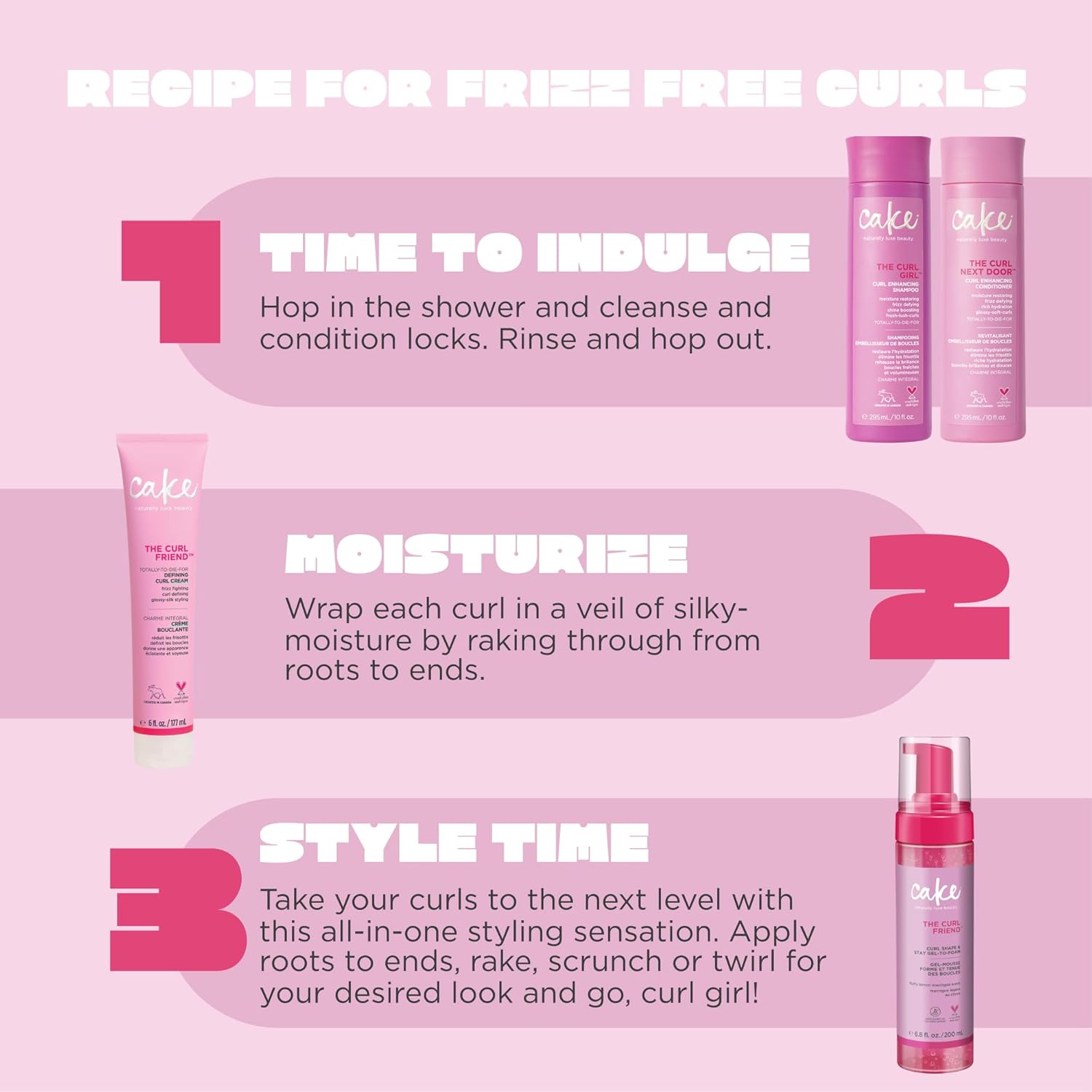 Cake Beauty Gel-to-Foam Curl Styler, The Curl Friend – High Hold & Definition - Frizz Protection- Infused with Coconut Oil & Shea Butter - For Curly Hair- 6.8 fl oz./ 200 mL - Image 8