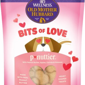 Wellness Old Mother Hubbard Bits of Love P-Nuttier Dog Biscuits, Natural Treats, Valentine’s Day, Seasonal, Peanut Butter Flavor, 6 oz Bag