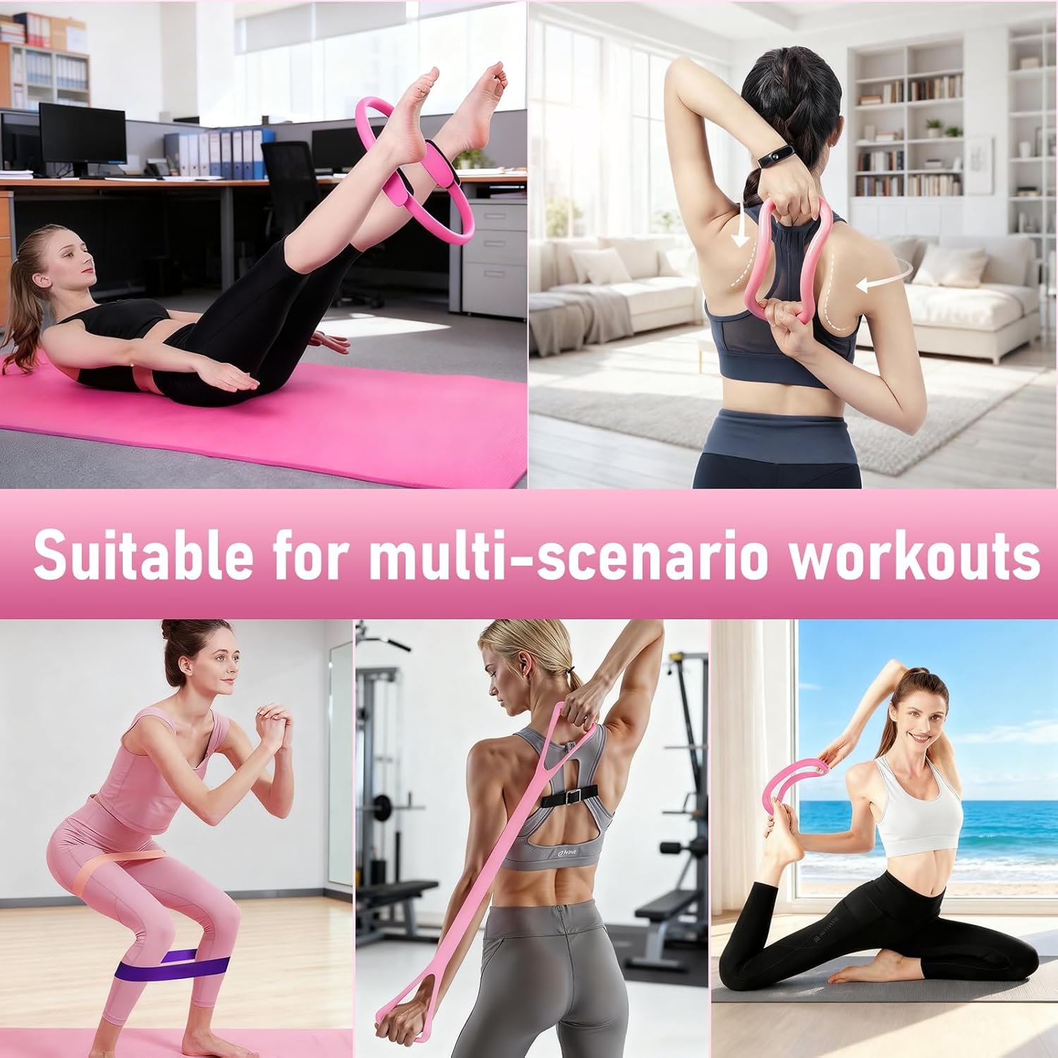Home Pilates Kit for Women - 12 inch Pilates Ring, 9 inch Ball & Resistance Bands Set, Complete Pilates Equipment with Figure 8 Band, Hip Belt & Accessories for Beginners' Home Workouts - Image 5