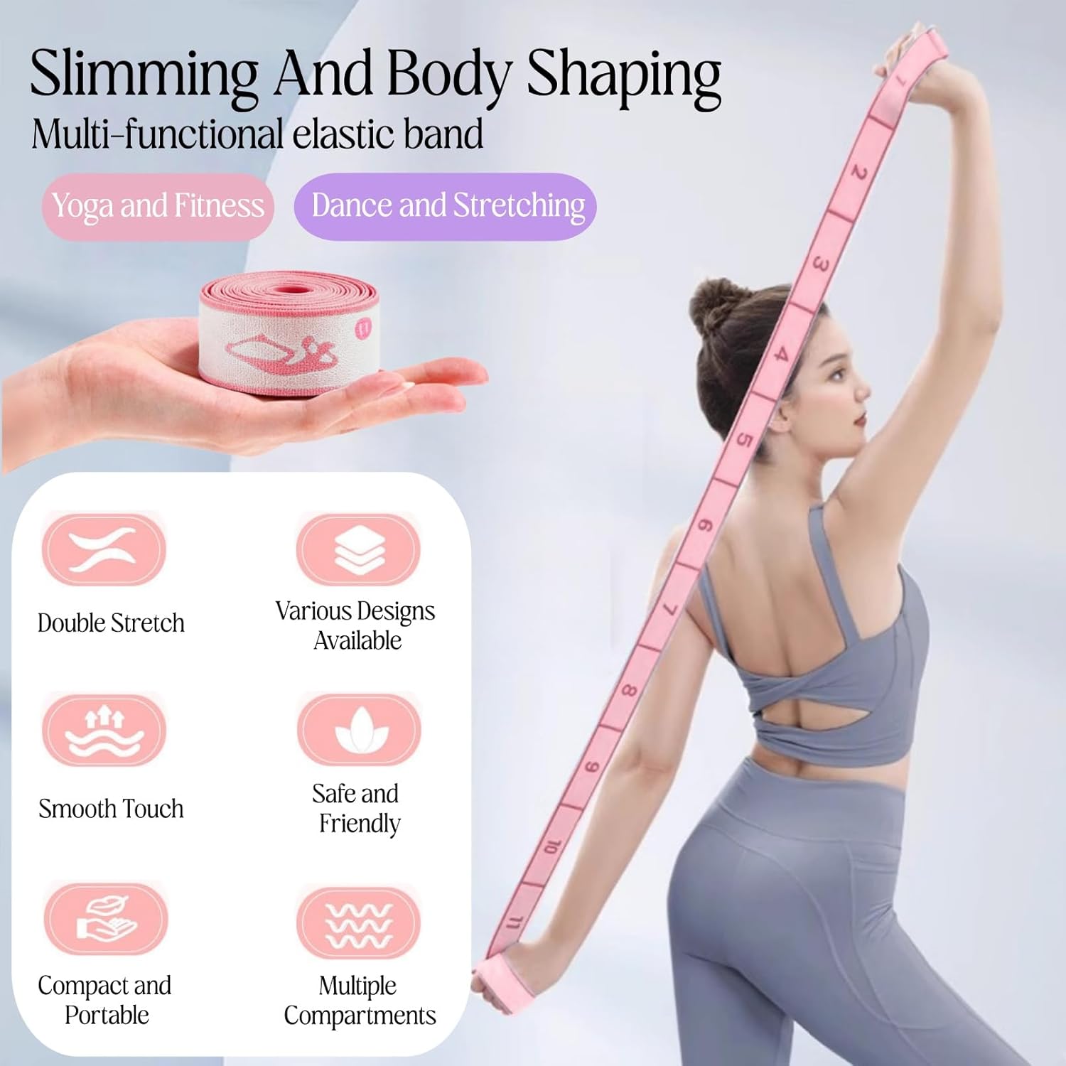 Multi-Loop Stretch Band - Yoga, Pilates, Ballet, and Physical Therapy Stretching Strap for Flexibility, Leg Stretching, and Exercise - Durable Stretching Equipment for Dance and Fitness - Image 8